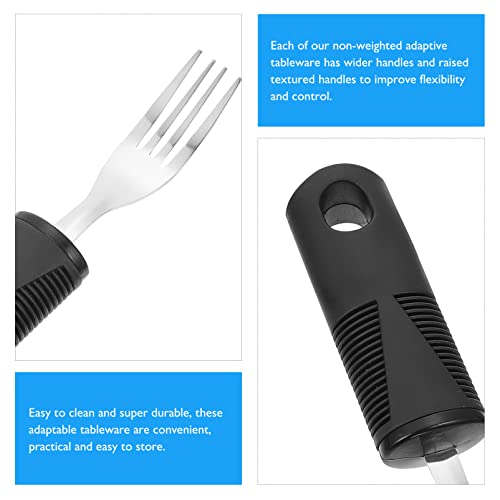 HEALLILY Conjunto de Utensilios Adaptativos Cuchillo de Acero Inoxidable Tenedor Spoons Adaptable Silverware Discapacidad Parquesones Ayuda Ayuda Discapacitada Mano Músculo Debilidad