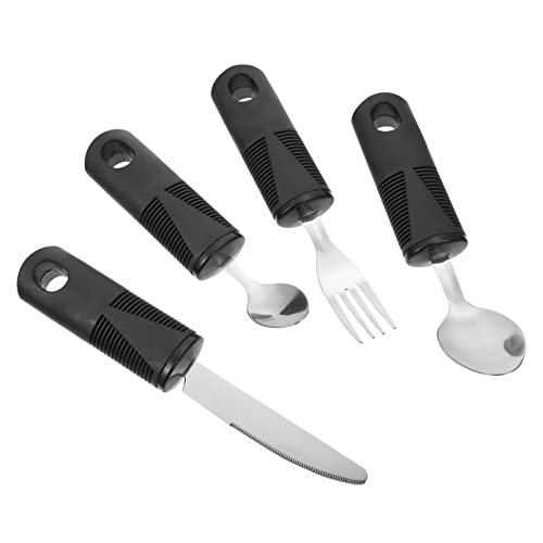 HEALLILY Conjunto de Utensilios Adaptativos Cuchillo de Acero Inoxidable Tenedor Spoons Adaptable Silverware Discapacidad Parquesones Ayuda Ayuda Discapacitada Mano Músculo Debilidad