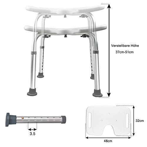 HENGMEI Taburete de ducha de aluminio con altura ajustable, asiento de ducha rectangular, para personas mayores, discapacitadas y embarazadas (tipo D)