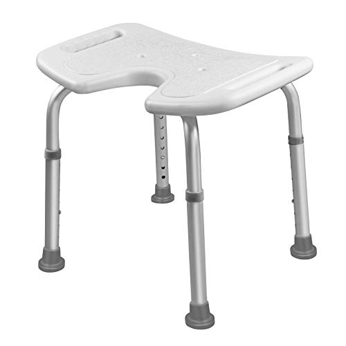 HENGMEI Taburete de ducha de aluminio con altura ajustable, asiento de ducha rectangular, para personas mayores, discapacitadas y embarazadas (tipo D)