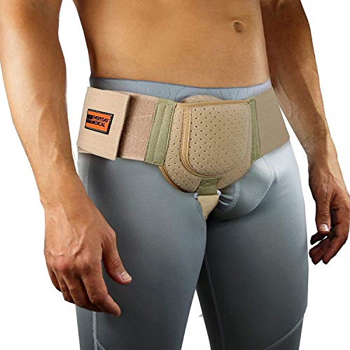 Hernia Guard por Everyday Medical I Cinturón de Hernia Inguinal para Hombres I Lado Izquierdo o Derecho I Braguero de Soporte para Hernia Inguinal con Correa de Cintura Ajustable I BEIGE S/M