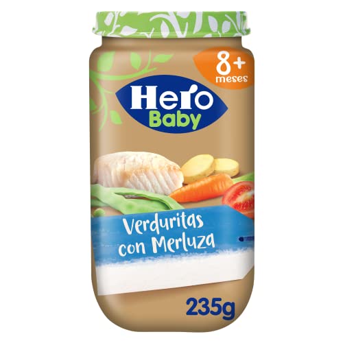 Hero Baby Tarritos de Verduritas con Merluza - Para Bebés a Partir de los 8 Meses - Pack de 12 x 235 g