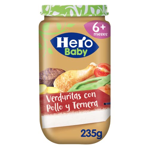 Hero Baby Tarritos de Verduritas con Pollo y Ternera -Para Bebés a Partir de los 6 Meses - Pack de 12 x 235 g