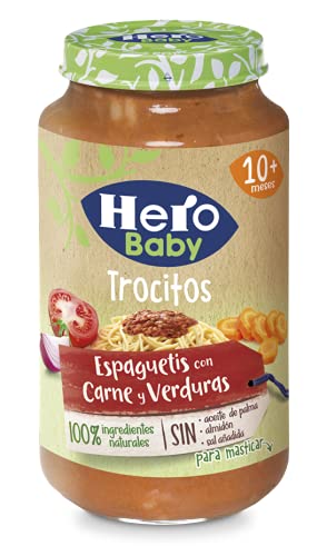 Hero Baby Trocitos Tarritos de Espaguetis Con Carne Y Verduras - Para Bebés a partir de 10 meses- 6 Packs De 2X250G