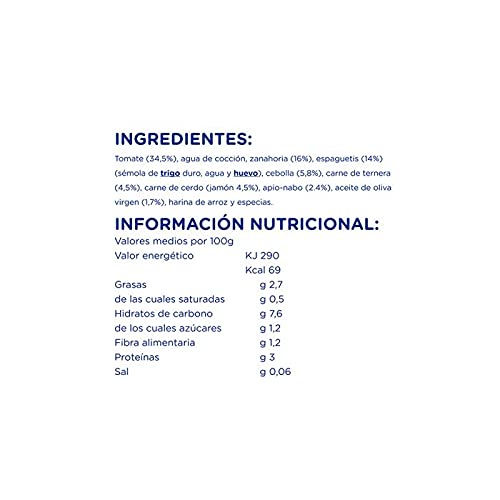 Hero Baby Trocitos Tarritos de Espaguetis Con Carne Y Verduras - Para Bebés a partir de 10 meses- 6 Packs De 2X250G