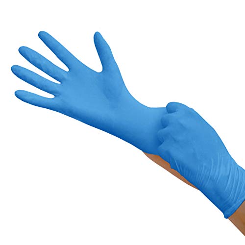 Hevea Guantes Desechables de Nitrilo sin Polvo, Azul, Caja de 100, Talla M