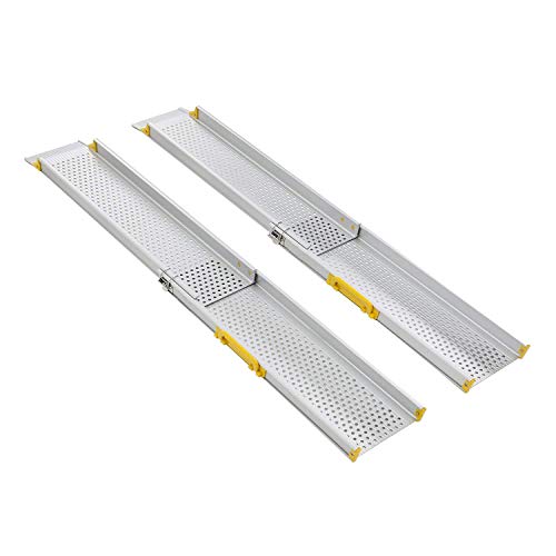 HFTEK® 2x Rampa telescópica de aluminio para sillas de ruedas – capacidad de carga: total 272 kg – 121,9x21x5 cm (MR10719-4)