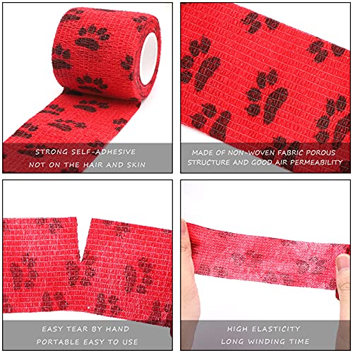 Hileyu 12 Piezas Vendaje Autoadhesivo para Mascotas Venda cohesiva de 5 cm x 4.5 m Vendas autoadhesiva para esguinces e hinchazón para Perros,Gatos Vendaje elástico para Mascotas Vet Wrap