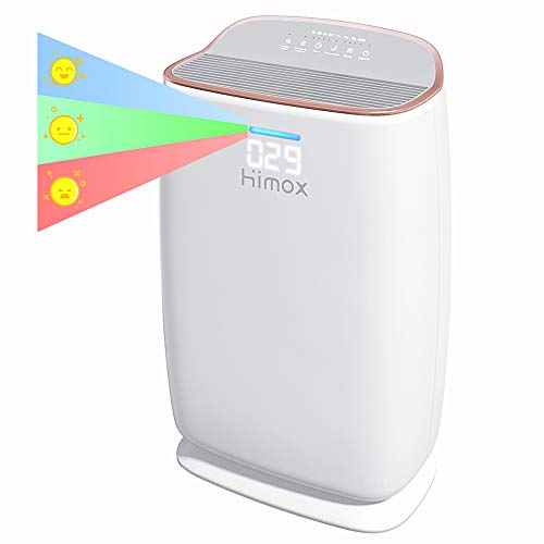 HIMOX Purificador de Aire, Smart Purificador Aire con Filtro Hepa H13, hasta 57m²/h, Indicador de Calidad de Aire, Modo Sueño, Generador ozono, Captura Alergias, Humo, Olor, Mascota H04RG