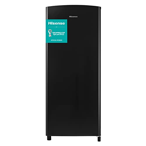 Hisense RR220D4ABF Frigorífico Una Puerta, Botellero Cromado, estantes XXL, 164 L de capacidad neta, 128 cm alto, Silencioso 40dBA, Color Negro