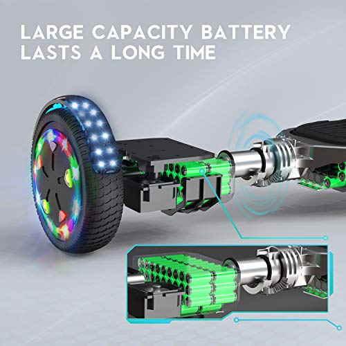 HITWAY 6,5 Pulgadas Hoverboard Patinete Eélctrico Scooter Electrico Hover Scooter Board con Altavoz Bluetooth y Luces LED Flash, Niños