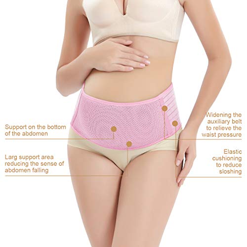 Hivool Cinturón de Embarazo,Cinturón de Maternidad,Apoyo Abdominal y Lumbar para Mujeres Embarazadas,Transpirable Cómodo, Alivio para la Espalda/Dolor pélvico/sacroilíaco(Beige y Rosa y Black y Grey)