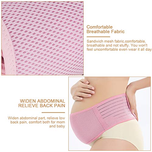 Hivool Cinturón de Embarazo,Cinturón de Maternidad,Apoyo Abdominal y Lumbar para Mujeres Embarazadas,Transpirable Cómodo, Alivio para la Espalda/Dolor pélvico/sacroilíaco(Beige y Rosa y Black y Grey)