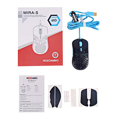 HK Gaming Mira M Ratón para Juegos con Cable Ambidiestro Honeycomb Ultralight RGB - 12000 cpp - 6 Botones - 63 g (Mira-M, Phantom)