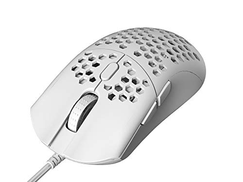 HK Gaming Sirius M - Ratón para videojuegos (12 000 cpi, 6 botones, 54 g), color blanco