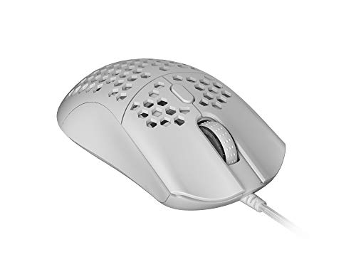 HK Gaming Sirius M - Ratón para videojuegos (12 000 cpi, 6 botones, 54 g), color blanco