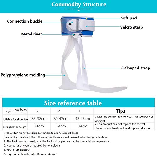 HLDUYIN Pies ortopédicas ortosis Ictus hemiplejia rehabilitación Apoyo del Tobillo, pie Ortesis Ortosa Tobillo Pie Corrección postural Ortesis Ortesis Férula,Left,S