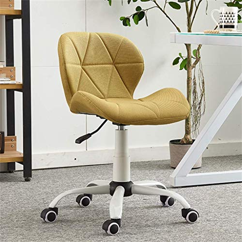 HLL Sillas, Silla de oficina ajustable premium turística Tarea Oficina Ejecutiva silla de la computadora de lino textil transpirable Inicio Concisa ergonómica tapizada,Amarillo,Amarillo