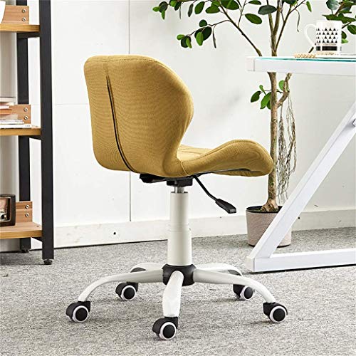 HLL Sillas, Silla de oficina ajustable premium turística Tarea Oficina Ejecutiva silla de la computadora de lino textil transpirable Inicio Concisa ergonómica tapizada,Amarillo,Amarillo