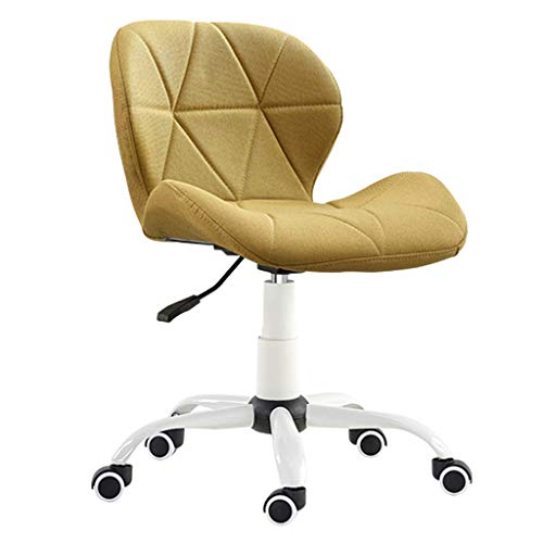 HLL Sillas, Silla de oficina ajustable premium turística Tarea Oficina Ejecutiva silla de la computadora de lino textil transpirable Inicio Concisa ergonómica tapizada,Amarillo,Amarillo