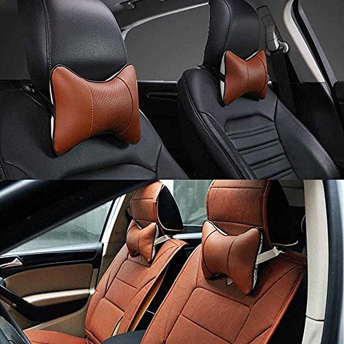 HMGANG Reposacabezas para Coche Almohada del reposacabezas del Coche de 2 Piezas, Almohada de la Almohada de la Espalda Four Seasons General Propósito Tratamiento Especial Almohada (Color : Beige)