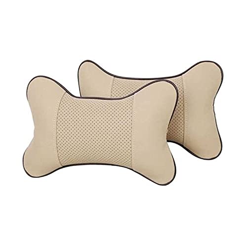 HMGANG Reposacabezas para Coche Almohada del reposacabezas del Coche de 2 Piezas, Almohada de la Almohada de la Espalda Four Seasons General Propósito Tratamiento Especial Almohada (Color : Beige)