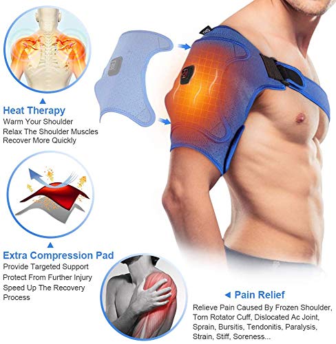 Hombro Apoyo Terapia de Calor para Hombres y Mujeres, Neopreno Compresión Apoyo de Hombro para el Hombro Congelado, Manguito Rotatorio, Ac Articulación Dislocada, Hombro Izquierdo o Derecho (L)