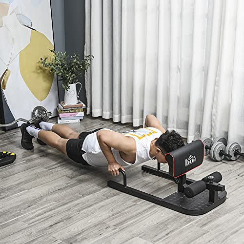 HOMCOM 3-en-1 Profundo Sissy Squat Máquina Equipo de sentadilla para Ejercicios Abdominales Tablero supino Multifuncional Ayuda en Cuclillas Equipo