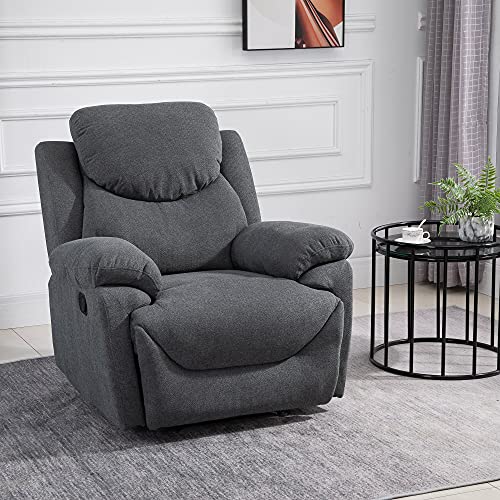 HOMCOM Butaca Tapizada Ergonómica Sillón Reclinable Manualmente 150 Grados con Reposabrazos y Reposapiés Acolchado Grueso de Esponja Soporta hasta 150 kg 97x96x105,5 cm Gris