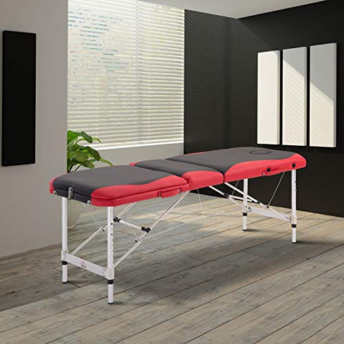 HOMCOM Cama De Masaje Madera Plegable 185 x 60cm Tatuaje Terapia Cama Negro Rojo Nuevo