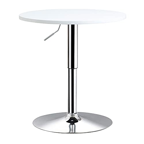 HOMCOM Mesa de Bar Regulable en Altura con Base Redonda y Antideslizante para Cocina Comedor Ø60x69-93 cm Blanco