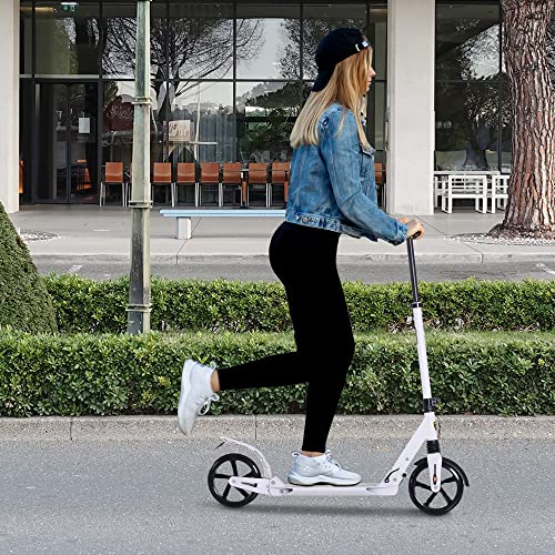 HOMCOM Patinete Plegable Scooter con Manillar Altura Ajustable Patinete para Adultos y Niños (más de 14 años) Tipo Monopatín con Freno Grandes Ruedas Carga 100kg