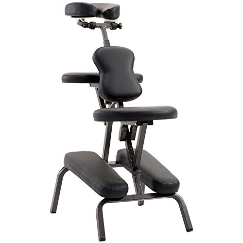 HOMCOM Silla de Masaje Plegable Portátil para Fisioterapia Rehabilitación Tatuaje Sillón de Tratamiento Ajustable con Bolsa de Transporte Acero Carga 150kg