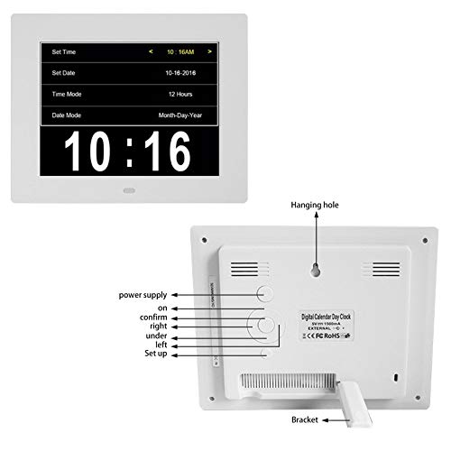 Honeyhouse Despertador digital de 8 pulgadas, con texto grande y calendario electrónico, día para enfermos de demencia, personas mayores, discapacitados visuales, niños pequeños