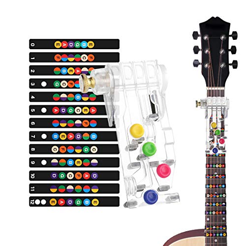 HONGECB Sistema de Aprendizaje de Guitarra, Clásico Chord Buddy y 100% Vinilo Colores Guitarra Afilar Imágenes Principiantes, Ayuda a la Enseñanza, Herramienta de Aprendizaje Para Principiantes