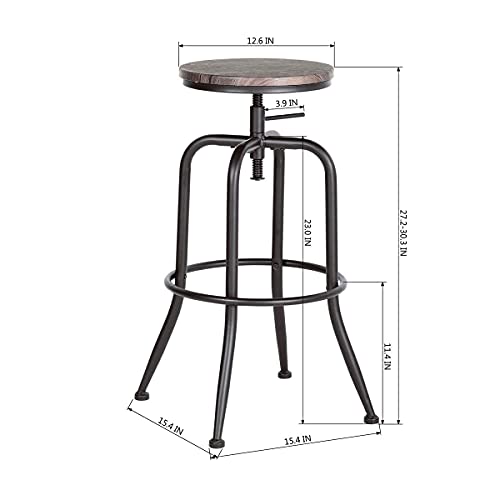 HOUSE IN BOX.COM 2X Taburete de Bar Silla Giratoria de 360 Grados Estilo Industrial Moderno Altura Ajustable Taburetes Acero Madera MDF con Patas Curvadas para Bar Cocina (Nuez)