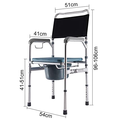 HUAQINEI Cómodas Junto a la Cama, Silla Plegable con Inodoro, armazón s, Silla Ajustable en Altura para Ancianos/discapacitados, Asiento de Inodoro, Silla de Ducha para baño, máx.150 kg