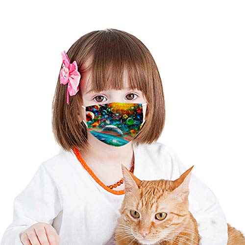 huelufi 50PC Niños Infantil para mascarillas_quirúrgicas, Infantiles Colores desechable para mascarilla 3 Capas Surtidos,Dibujos Animados para Actividades Aire Libre, Patrón Escuela, Fiesta (A1)