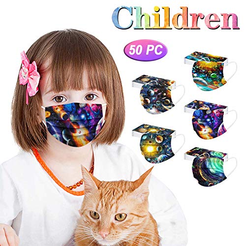 huelufi 50PC Niños Infantil para mascarillas_quirúrgicas, Infantiles Colores desechable para mascarilla 3 Capas Surtidos,Dibujos Animados para Actividades Aire Libre, Patrón Escuela, Fiesta (A1)