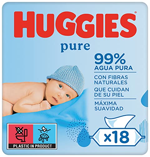 Huggies Pure Toallitas para Bebé - 18 paquetes de 56 unidades (1008 Toallitas)