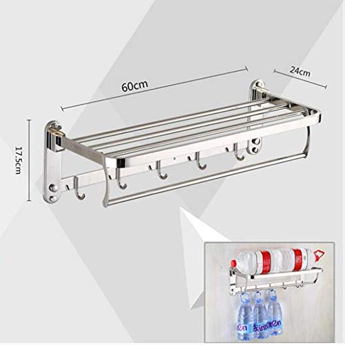 HUIHUAN Estante de Toallas de Acero Inoxidable Plegable Libre de Perforaciones Estante de Múltiples Funciones Estante de Baño Multifuncional Estante para Baño