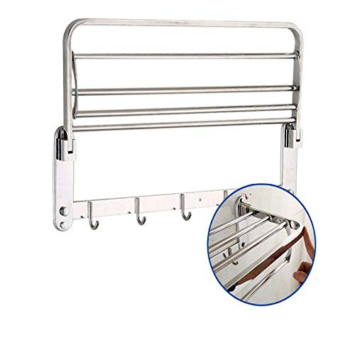 HUIHUAN Estante de Toallas de Acero Inoxidable Plegable Libre de Perforaciones Estante de Múltiples Funciones Estante de Baño Multifuncional Estante para Baño