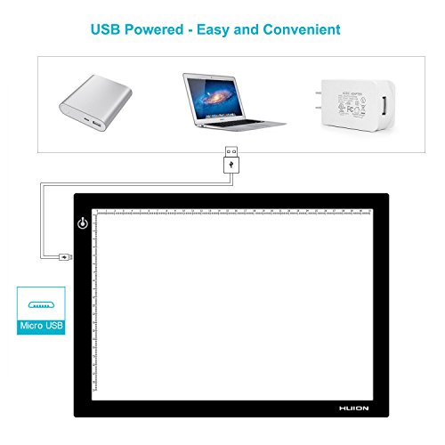 Huion L4S Caja de luz para calcar, 36 x 27cm, tamaño A4, LED, Iluminación ajustable, ideal para animacion, tatoo, dibuja