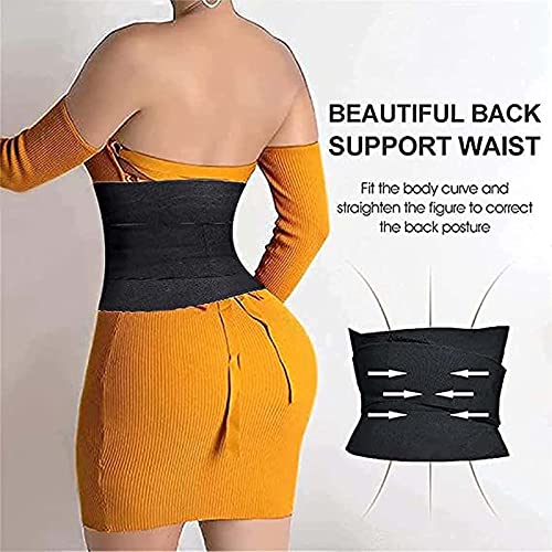 HYISHION Fajas Reductoras Mujer para Gimnasio, Cinturón Adelgazante para Mujer Fitness, Ajustable para Ayuda a La Corrección Postural y Abdominal Quema De Grasa Faja Postparto,Negro,6M