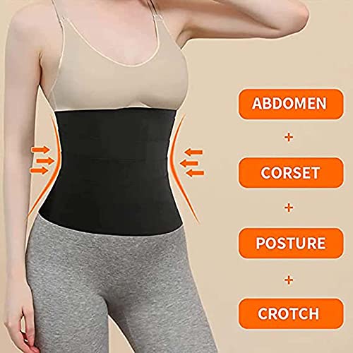 HYISHION Fajas Reductoras Mujer para Gimnasio, Cinturón Adelgazante para Mujer Fitness, Ajustable para Ayuda a La Corrección Postural y Abdominal Quema De Grasa Faja Postparto,Negro,6M