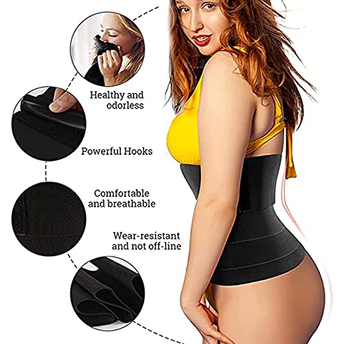 HYISHION Fajas Reductoras Mujer para Gimnasio, Cinturón Adelgazante para Mujer Fitness, Ajustable para Ayuda a La Corrección Postural y Abdominal Quema De Grasa Faja Postparto,Negro,6M