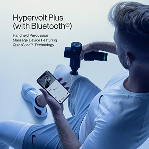 Hyperice Bluetooth Hipervoltio, con tecnología de deslizamiento silencioso - pistola de masaje de percusión de mano | 3 velocidades, 5 cabezales intercambiables | (Hypervolt PRO con Bluetooth)