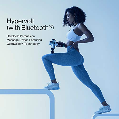 Hyperice Bluetooth Hipervoltio, con Tecnología de Deslizamiento Silencioso - Pistola de Masaje de Percusión de Mano | 3 Velocidades, 5 Cabezales Intercambiables (Hipervoltio con Bluetooth)