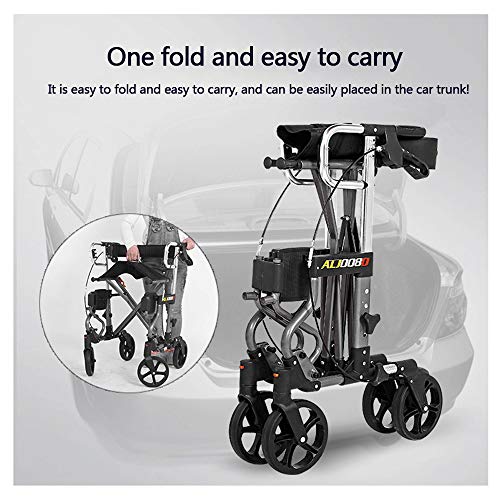 HYRL Viejo Plegable rollator Walker Carrito de Compras Carro, Ligero Carro de Compras muletas Walker Silla de Ruedas-Ayuda de Movilidad para Adultos, Ancianos y discapacitados