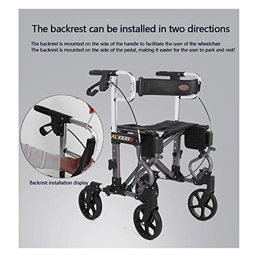 HYRL Viejo Plegable rollator Walker Carrito de Compras Carro, Ligero Carro de Compras muletas Walker Silla de Ruedas-Ayuda de Movilidad para Adultos, Ancianos y discapacitados